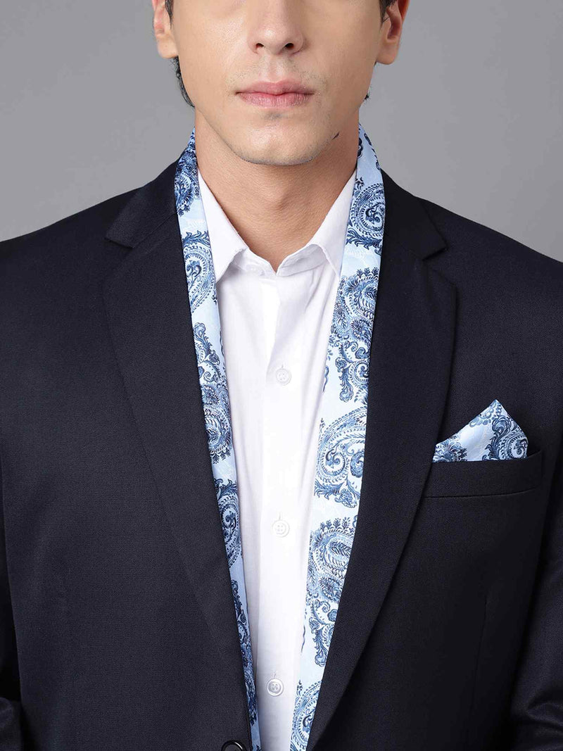 Blue Paisley & Pocket Square Set