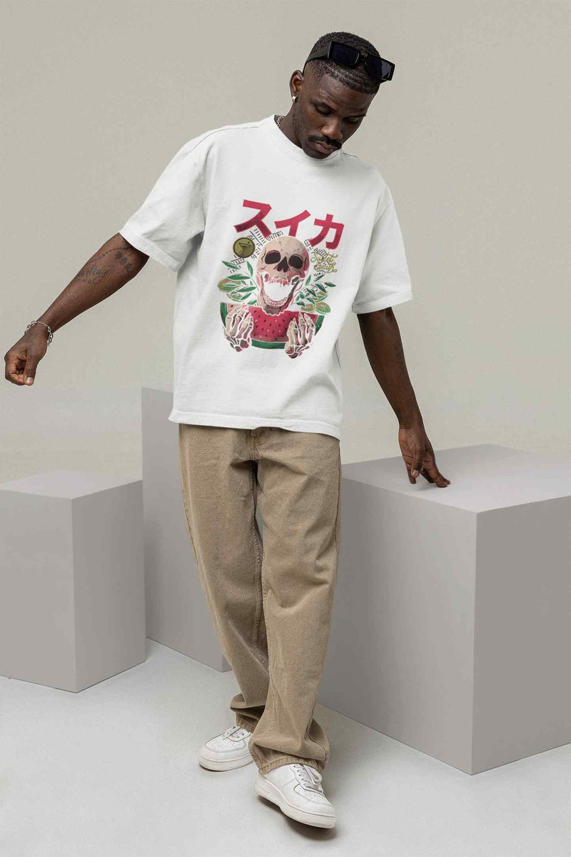 Sweet Death: Skull Devouring Watermelon Oversized Tee