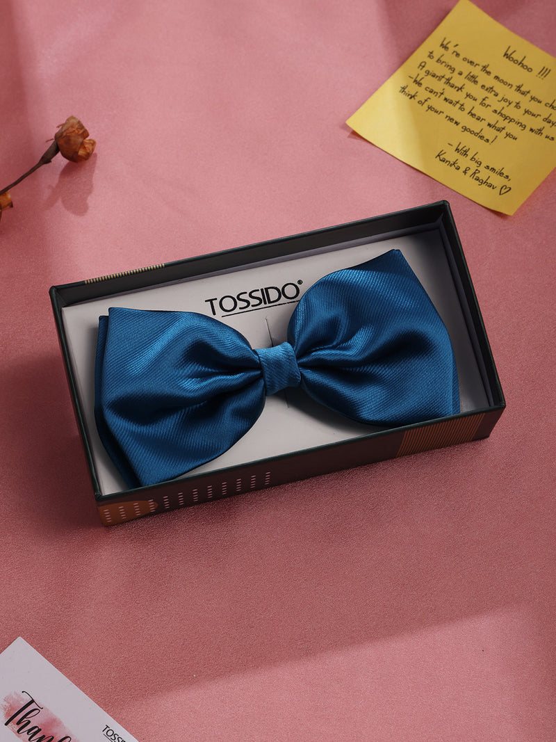 Blue Satin Bow Tie