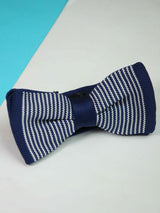 Blue Stripe Knitted Bowtie