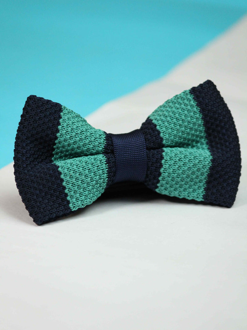 Green & Blue Stripe Knitted Bowtie