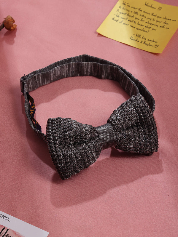 Solid Grey Knitted Bow Tie