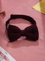 Maroon Solid Knitted Bowtie