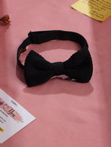 Black Solid Knitted Bowtie