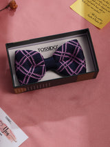 Blue & Pink Checkered Knitted Bowtie