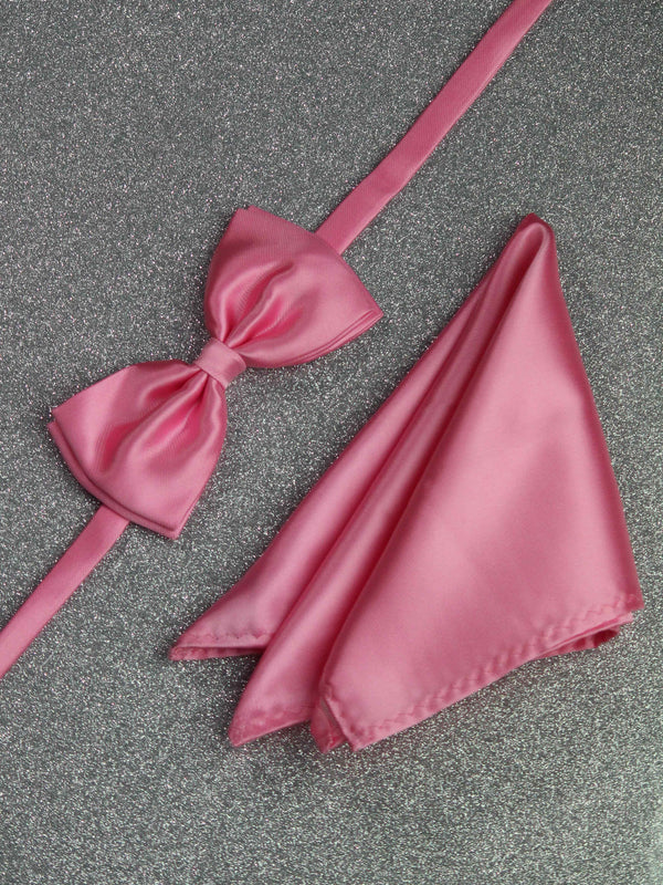 Pink Solid Bowtie & Pocket Square Set