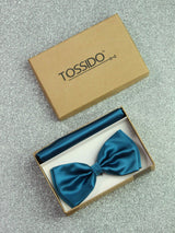 Blue Solid Bowtie & Pocket Square Set