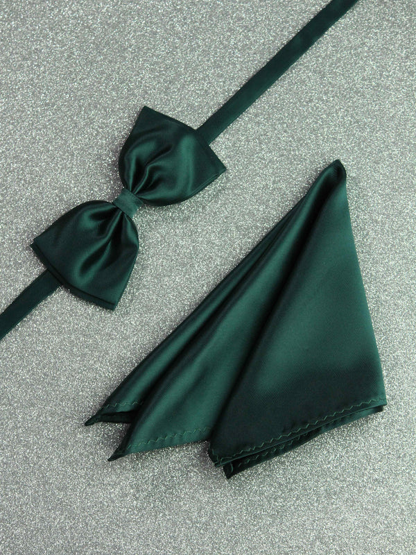 Green Solid Bowtie & Pocket Square Set