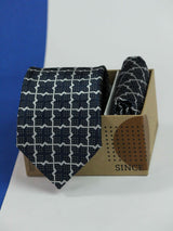 Blue Check Necktie & Pocket Square Giftset