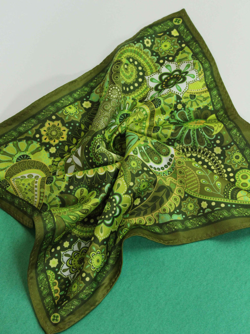 Green Paisley Pocket Square