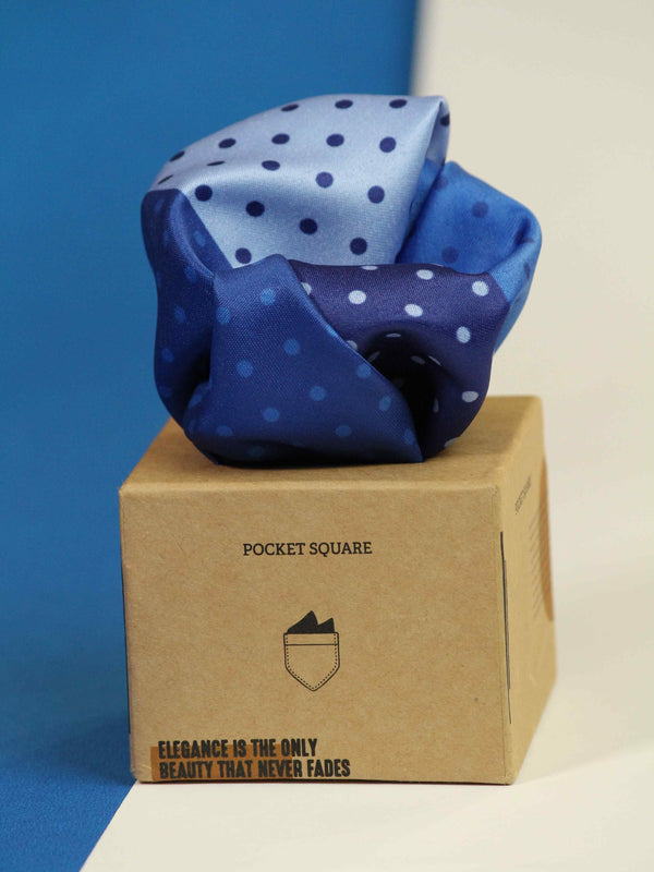 Blue Polka Printed Pocket Square