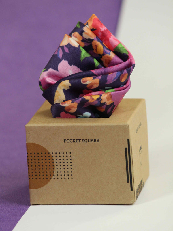 Purple Floral Pocket Square