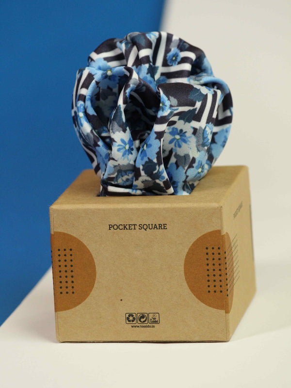 Blue Floral Pocket Square