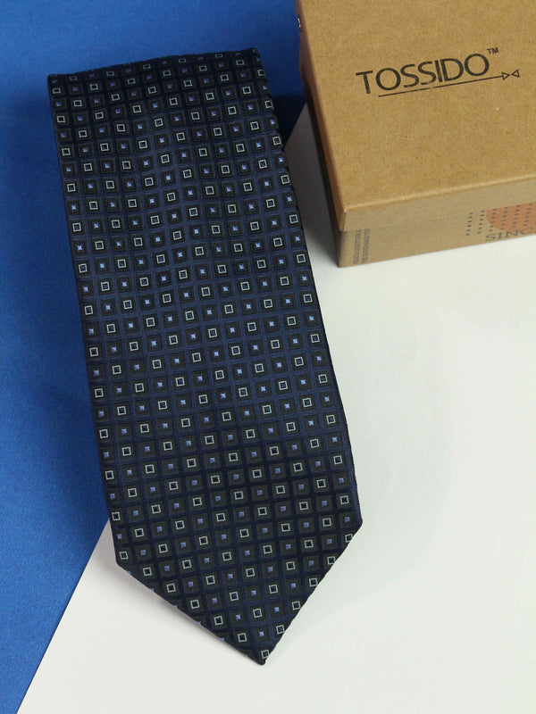 Blue Geometric Broad Necktie