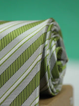Grey & Green Stripe Broad Necktie
