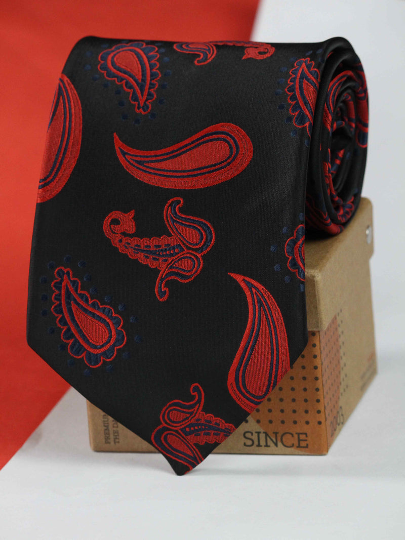 Black Paisley Broad Necktie