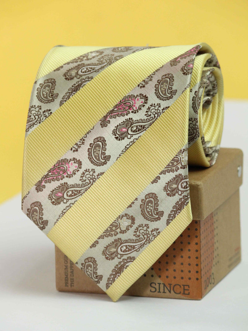 Yellow Stripe Handmade Broad Necktie