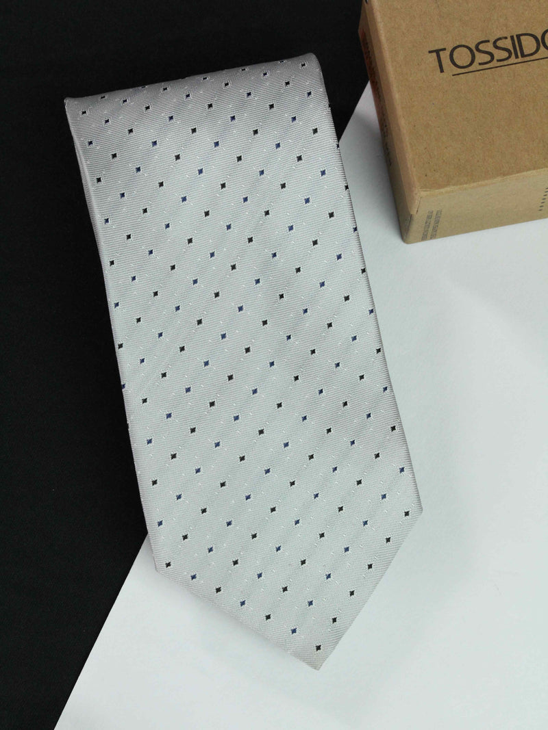 Grey Geometric Broad Necktie