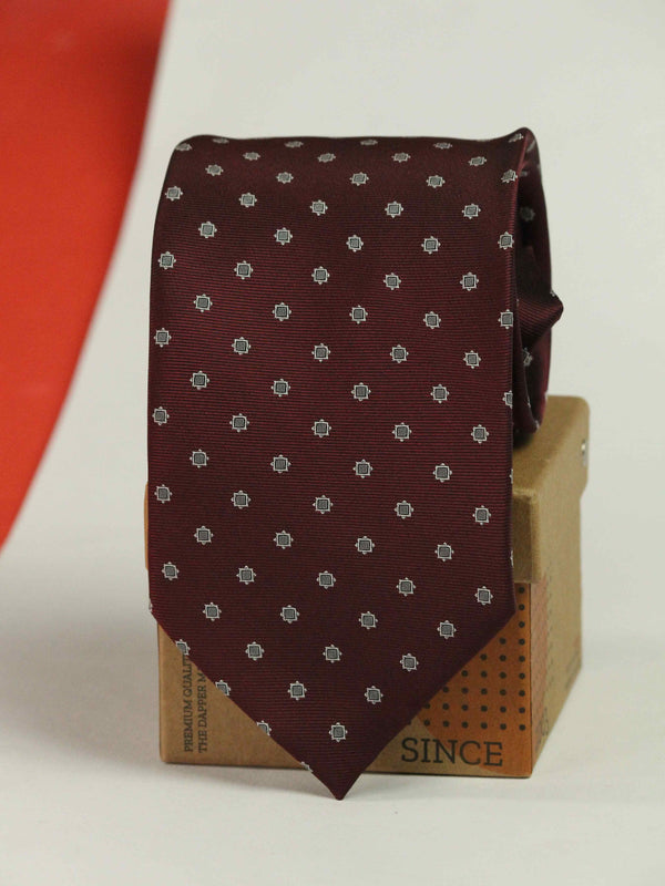 Maroon Geometric Broad Necktie