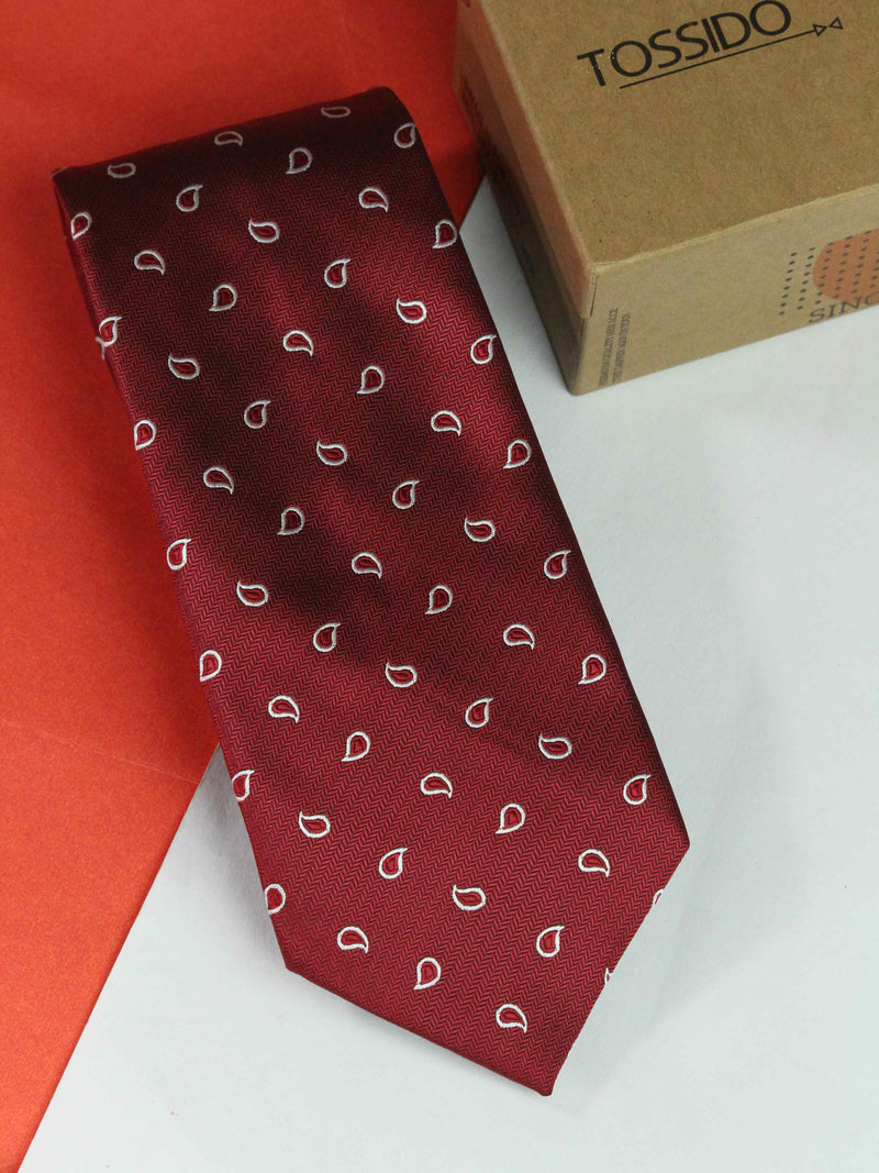 Maroon Paisley Broad Necktie