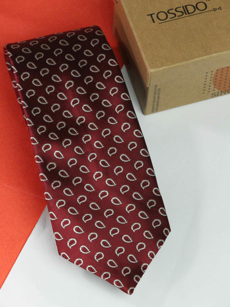 Maroon Paisley Broad Necktie