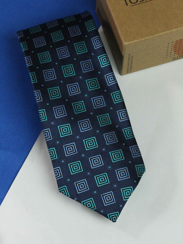 Blue Geometric Broad Necktie