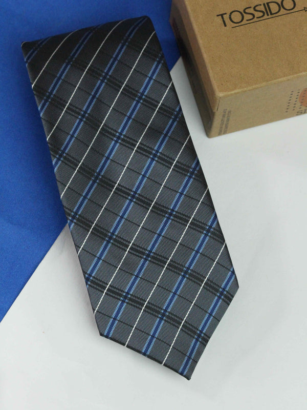Grey Check Broad Necktie