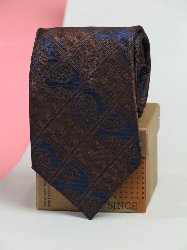 Blue & Brown Check Broad Necktie