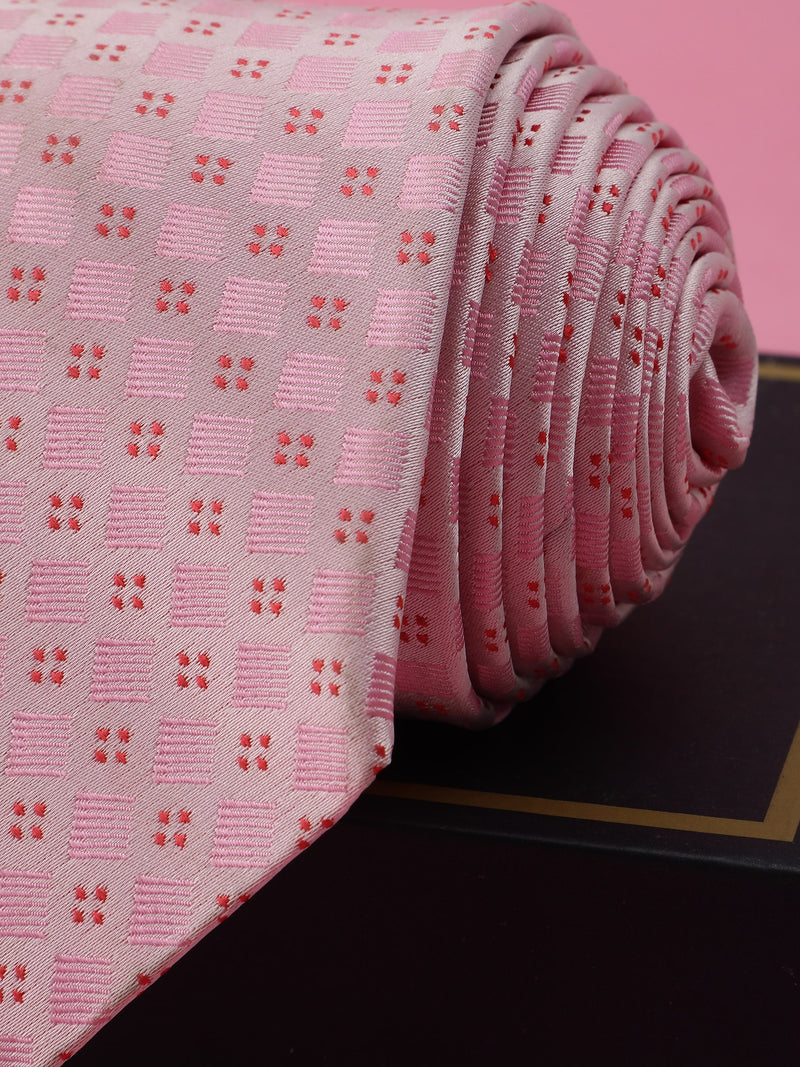 Pink Geometric Broad Necktie