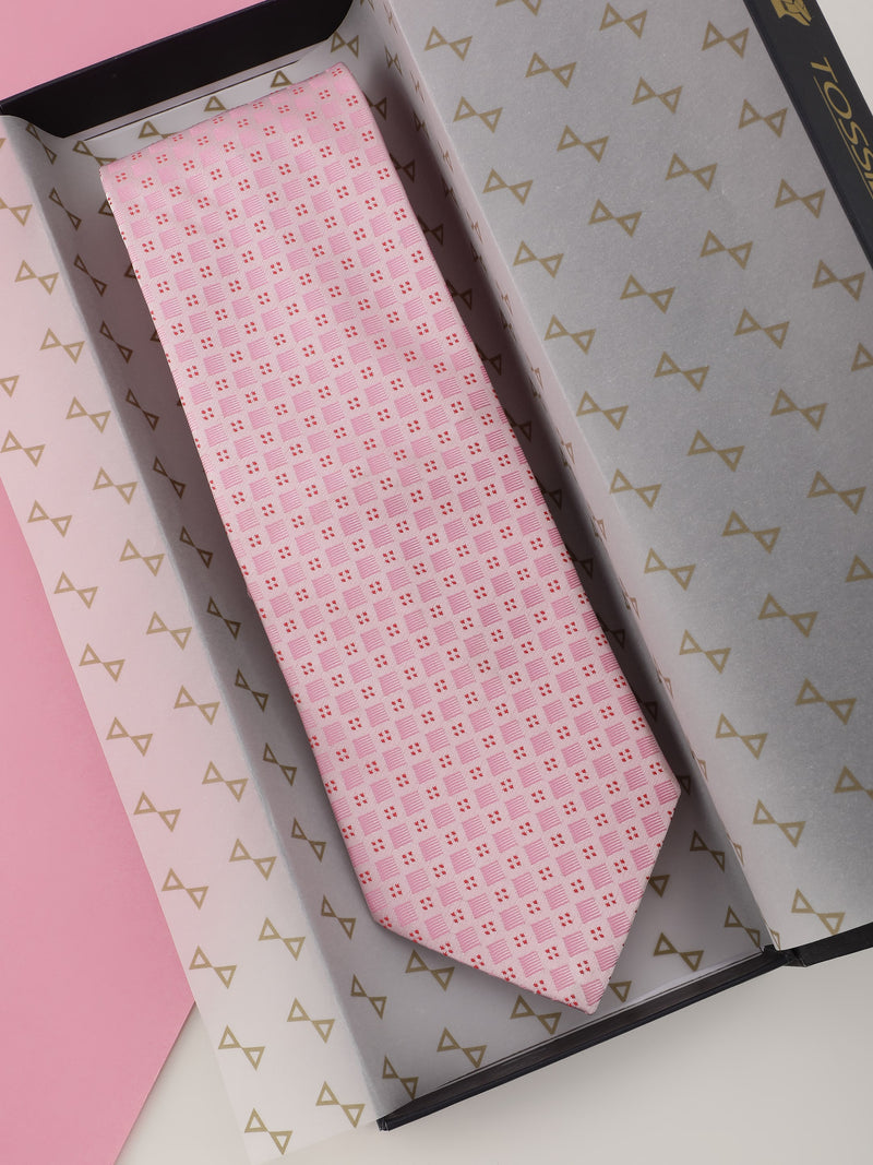 Pink Geometric Broad Necktie