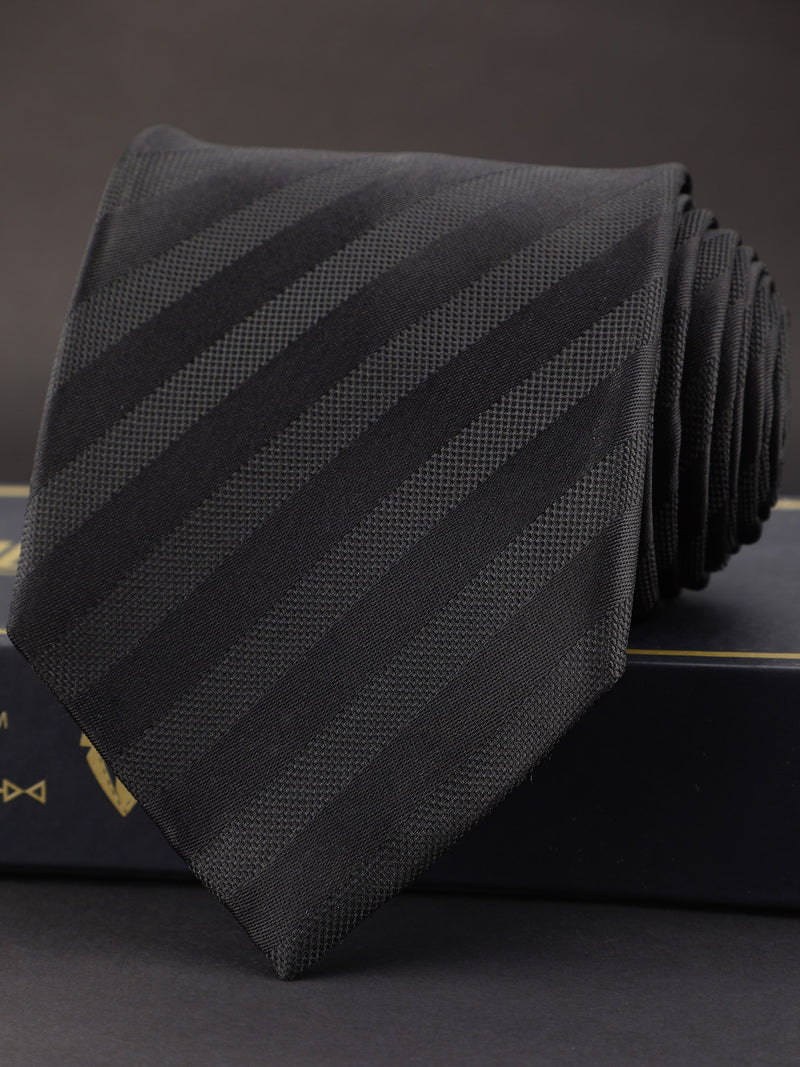 Black Striped Broad Necktie