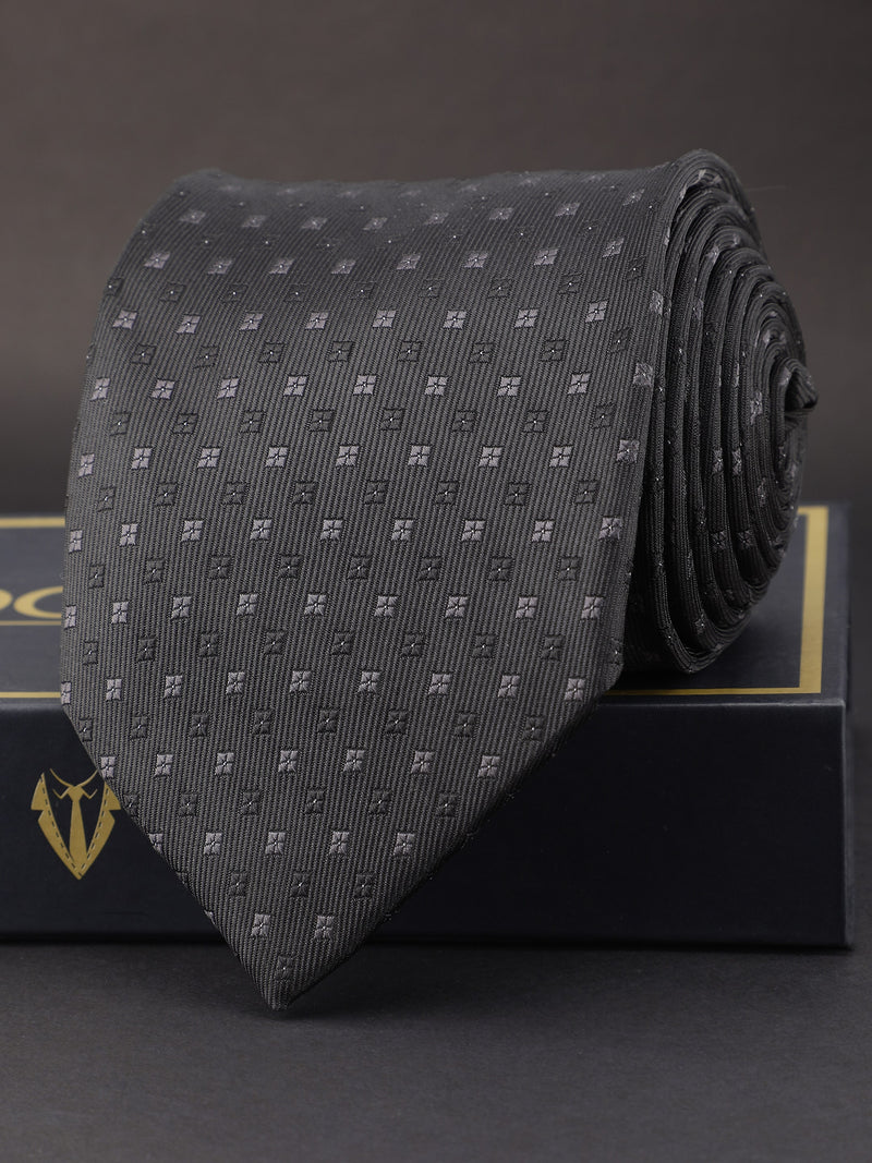 Black Geometric Broad Necktie