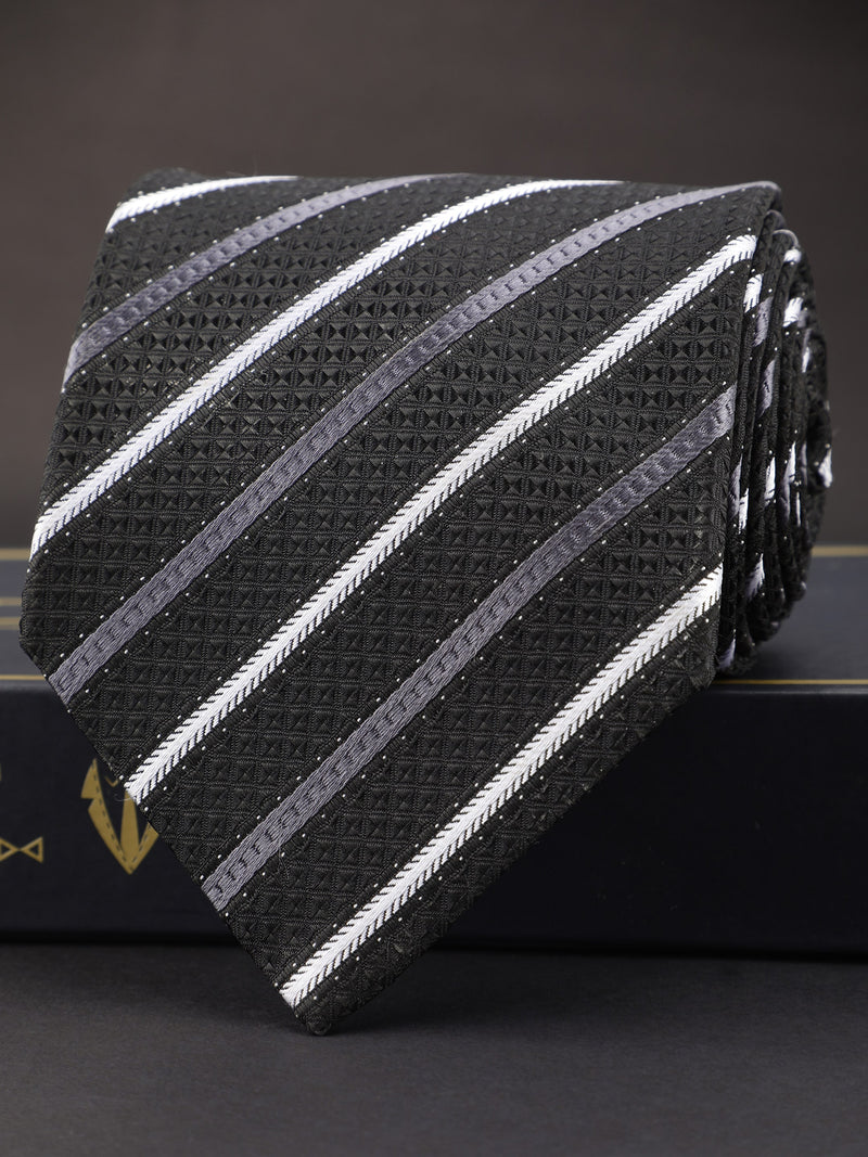 Black Striped Broad Necktie