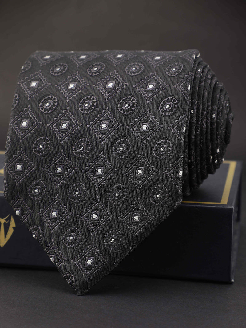 Black Geometric Broad Necktie