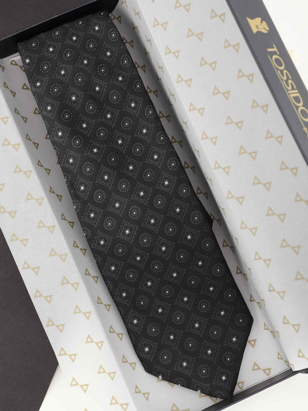 Black Geometric Broad Necktie