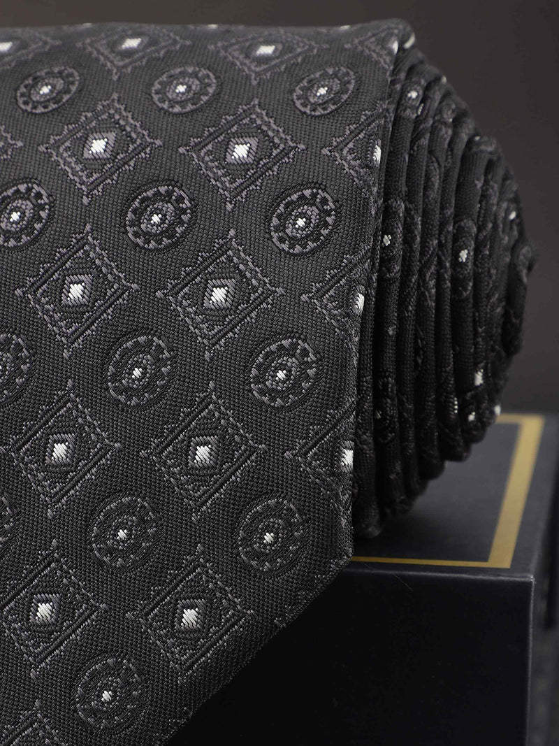 Black Geometric Broad Necktie