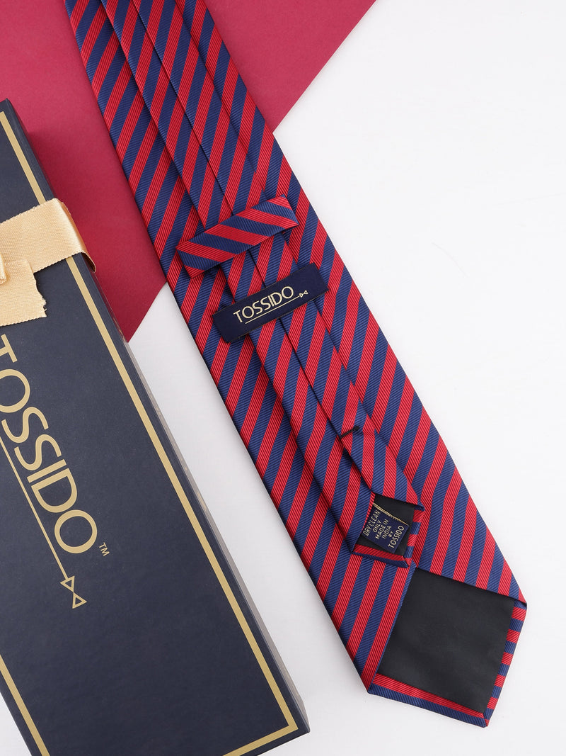 Red & Blue Striped Broad Necktie