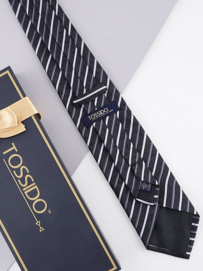 Black Striped Broad Necktie