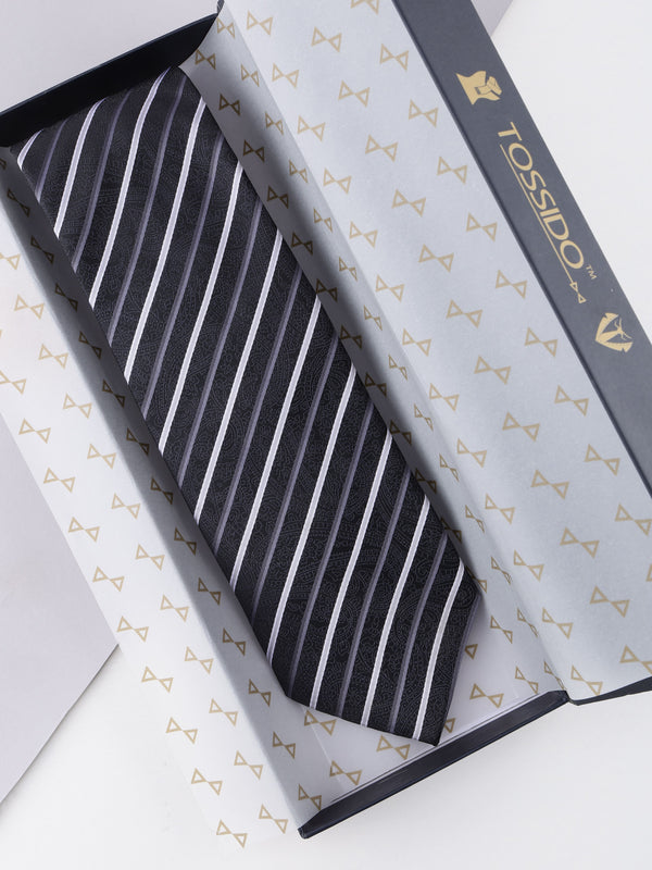 Black Striped Broad Necktie