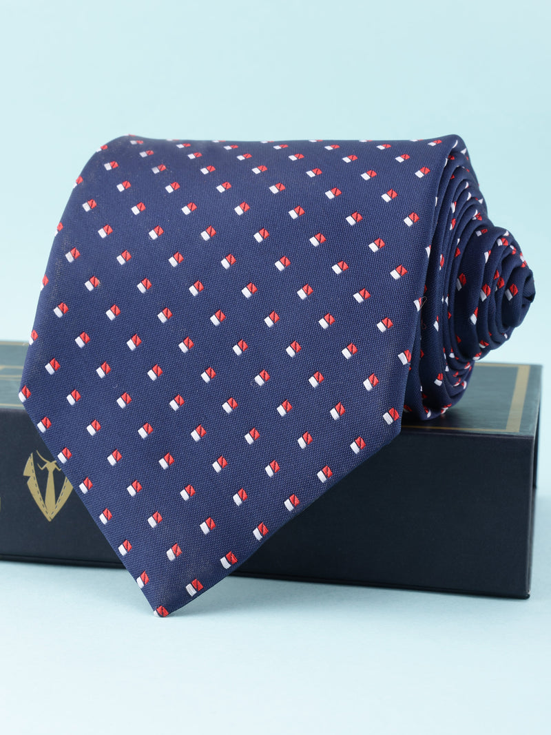 Blue Geometric Broad Necktie