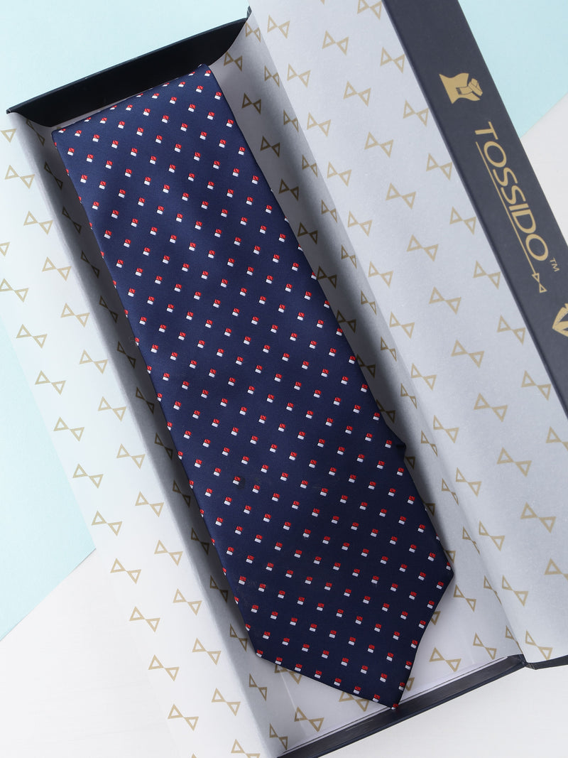 Blue Geometric Broad Necktie