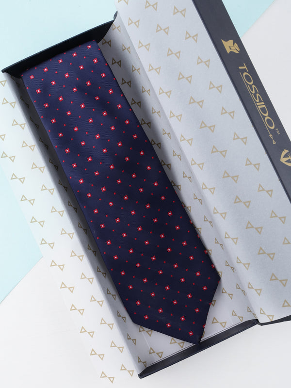 Blue Geometric Broad Necktie