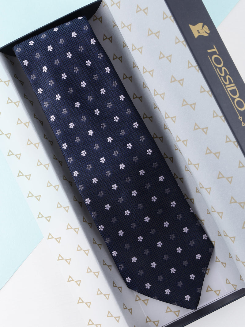 Blue Floral Broad Necktie