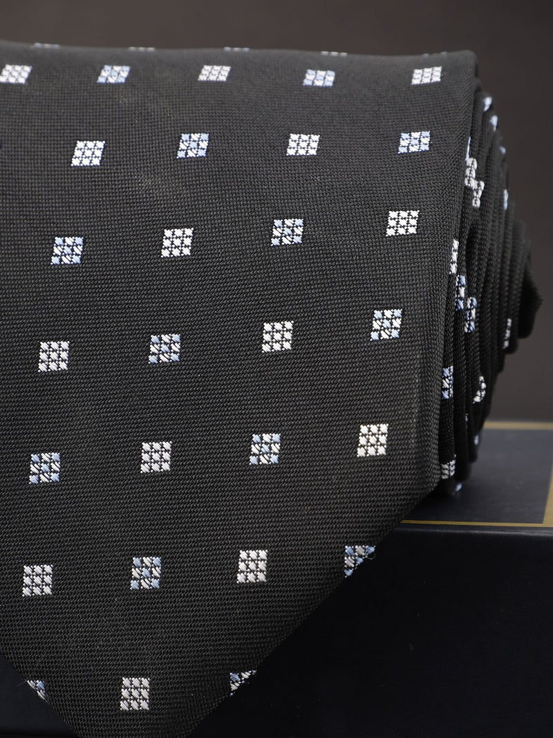 Black Geometric Broad Necktie