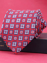 Red Geometric Broad Necktie