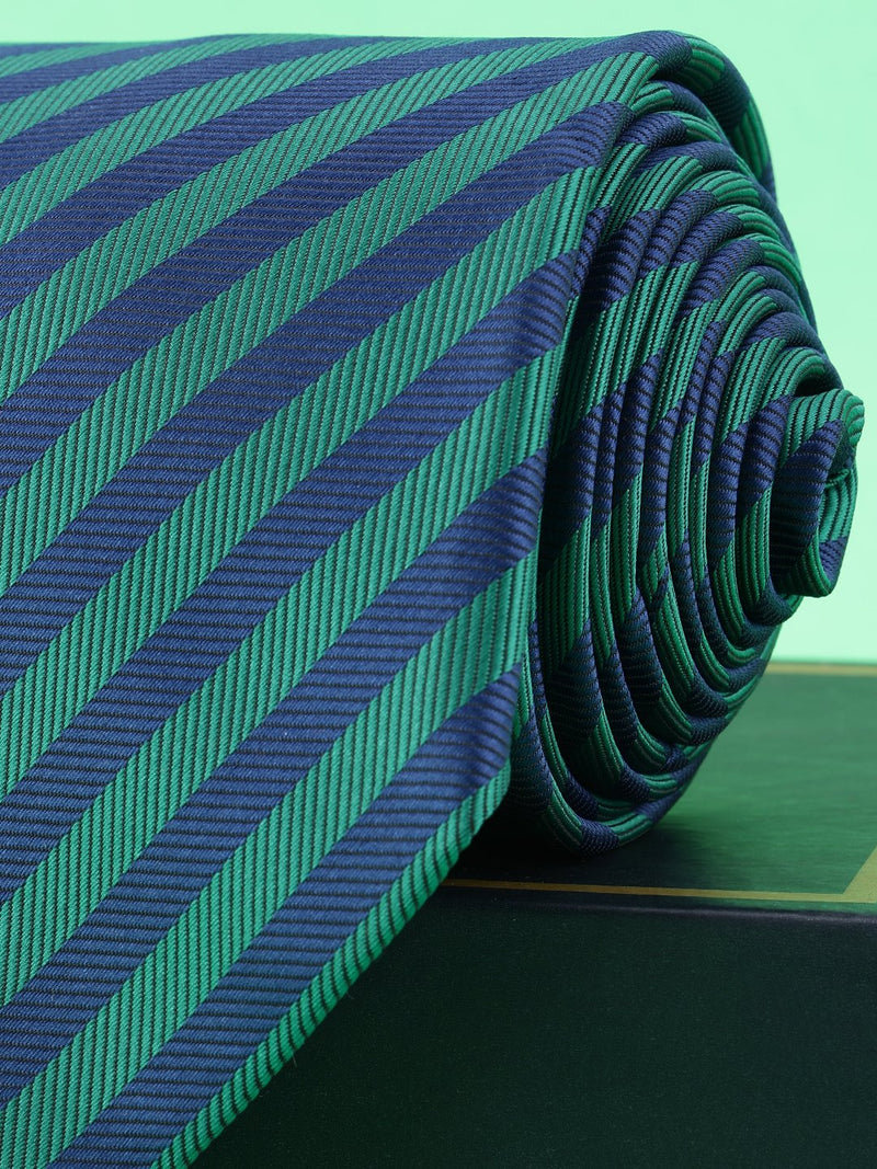 Green & Blue Striped Broad Necktie