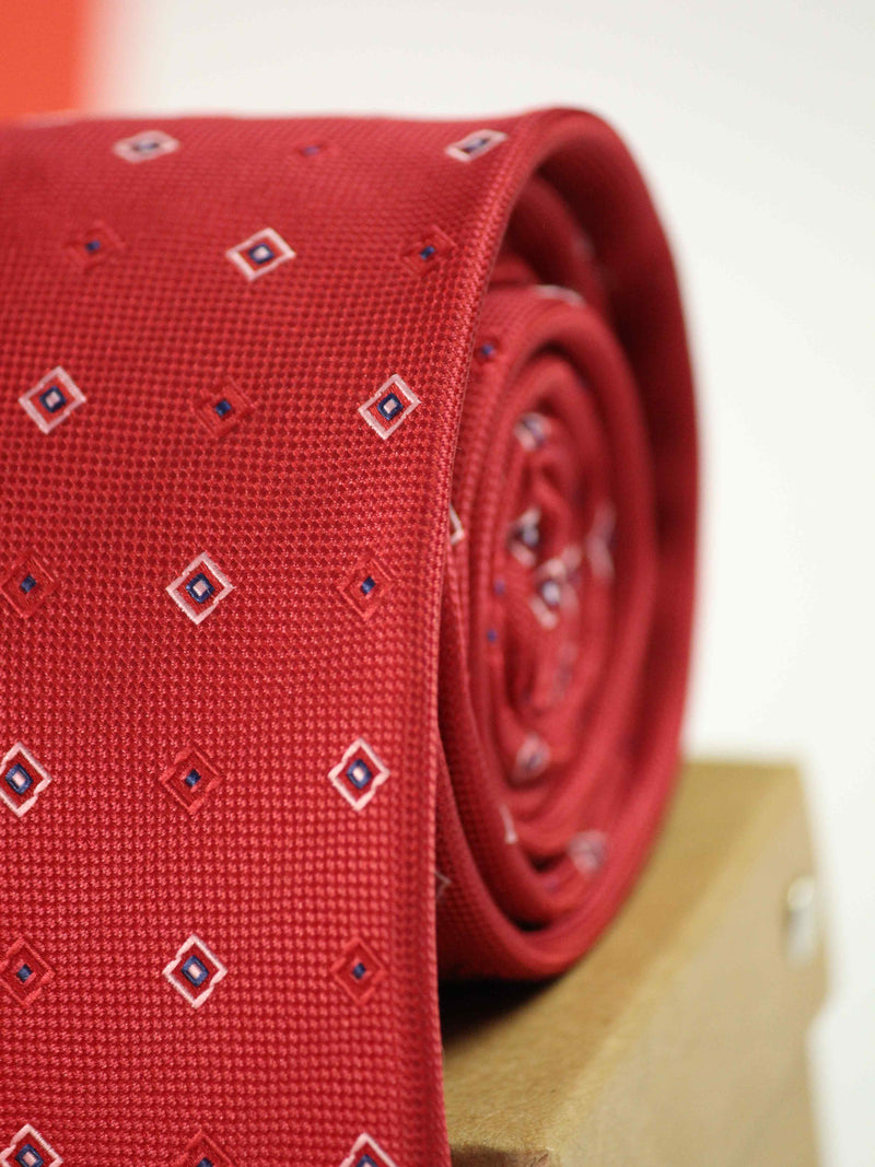 Red Geometric Broad Necktie