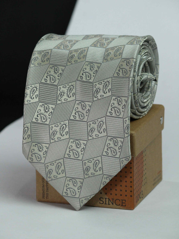 Grey Paisley Handmade Broad Necktie