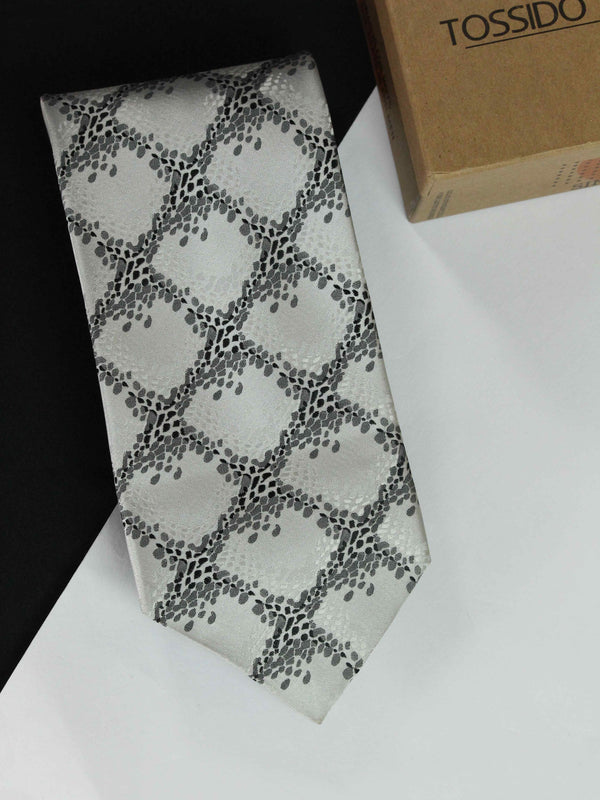 Silver Check Broad Necktie