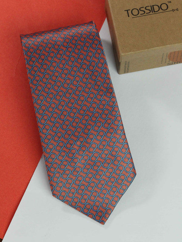 Orange Geometric Broad Necktie